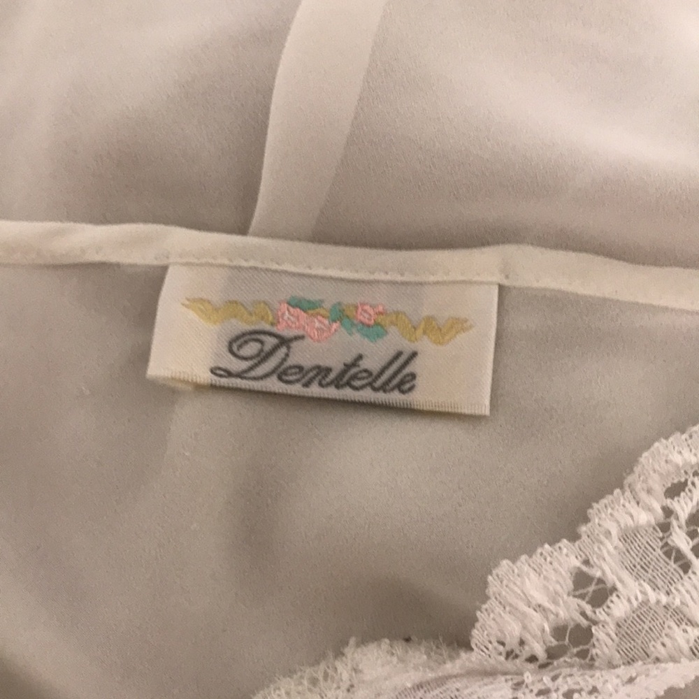 Vintage SLIP Dress Shear w Lace off White by Dentelle Size M - Picture 9 of 15